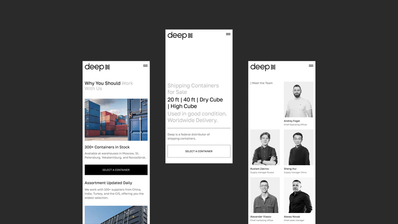 Скриншот мобильной версии сайта Deep